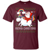 Image of Santa Riding Unicorn Merry Xmas Gift Tshirt