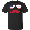 Image of American USA Flag Aviator Sunglasses Mustache Merica T Shirt