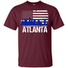 Image of Atlanta Skyline Distressed American Flag Long Sleeve Shirt