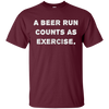 Image of "Une course de bière compte comme un exercice." t-shirt d'entraînement drôle de bière