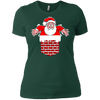 Image of Santa Stuck In Chimney Christmas Pocket T Shirt Gift
