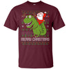 Image of Santa Riding Dinosaur Tyrannosaurus Gift Tshirt