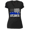 Image of Atlanta Skyline Distressed American Flag Long Sleeve Shirt