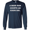 Image of "Une course de bière compte comme un exercice." t-shirt d'entraînement drôle de bière