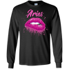 Image of Aries Zodiac Birthday Pink Lips T-Shirt for Black Women