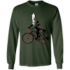 Image of Wolf Howling at the Moon on a Bicycle T-Shirt - Ironic Tee