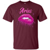Image of Aries Zodiac Birthday Pink Lips T-Shirt for Black Women