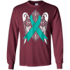 Image of angel teal ribbon t shirt support ovarian cancer awareness