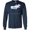 Image of Alaska Day Moose Snowy Mountain Long Sleeve Shirt