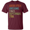Image of Absolutely Awesome Since September 2008 10th Birthday Shirt