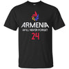 Image of Armenia Will Never Forget T-shirt for to show Armenian Pride
