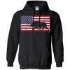 Image of American Flag Patriotic Wild Feral Pig Hunting T-Shirt USA
