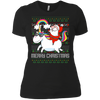 Image of Santa Riding Unicorn Merry Xmas Gift Tshirt
