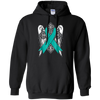 Image of angel teal ribbon t shirt support ovarian cancer awareness