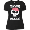Image of Funny Halloween Skull Teachers Love Brains Long Sleeve Shirt