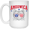 Image of Ameowica Cat With Flag Sunglasses Funny 4th Of July T-Shirt