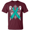 Image of angel teal ribbon t shirt support ovarian cancer awareness