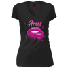 Image of Aries Zodiac Birthday Pink Lips T-Shirt for Black Women