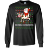 Image of Santa Riding Cow Merry Xmas Farming Gift Tshirt