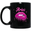 Image of Aries Zodiac Birthday Pink Lips T-Shirt for Black Women