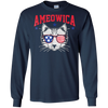 Image of Ameowica Cat With Flag Sunglasses Funny 4th Of July T-Shirt