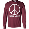Image of AM Peace Sign Shirts: Peace Begins With Us Symbol T-Shirt