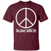 Image of AM Peace Sign Shirts: Peace Begins With Us Symbol T-Shirt
