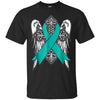 Image of angel teal ribbon t shirt support ovarian cancer awareness