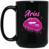 Image of Aries Zodiac Birthday Pink Lips T-Shirt for Black Women