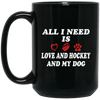 Image of all i need is love and hockey and my dog t-shirt