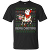 Image of Santa Riding Cow Merry Xmas Farming Gift Tshirt