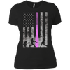 Image of American Softball Flag T-Shirt - Players and Pink Bat