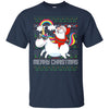 Image of Santa Riding Unicorn Merry Xmas Gift Tshirt