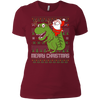 Image of Santa Riding Dinosaur Tyrannosaurus Gift Tshirt