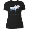 Image of Alaska Day Moose Snowy Mountain Long Sleeve Shirt