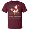 Image of Santa Riding Cow Merry Xmas Farming Gift Tshirt
