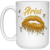 Image of Aries Zodiac Birthday Golden Lips T-Shirt for Black Women