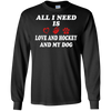 Image of all i need is love and hockey and my dog t-shirt