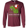 Image of Santa Riding Dinosaur Tyrannosaurus Gift Tshirt