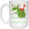 Image of Santa Riding Dinosaur Tyrannosaurus Gift Tshirt