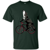 Image of Wolf Howling at the Moon on a Bicycle T-Shirt - Ironic Tee