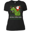 Image of Santa Riding Dinosaur Tyrannosaurus Gift Tshirt