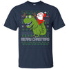 Image of Santa Riding Dinosaur Tyrannosaurus Gift Tshirt