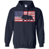 Image of American Flag Patriotic Wild Feral Pig Hunting T-Shirt USA