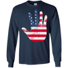 Image of American Flag Waving Hand Hi Five Patriotic Gift Long Sleeve