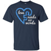 Image of Autism Love Needs no Words Distressed Puzzle Piece T-Shirt
