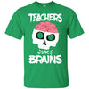Image of Funny Halloween Skull Teachers Love Brains Long Sleeve Shirt