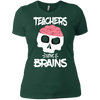 Image of Funny Halloween Skull Teachers Love Brains Long Sleeve Shirt