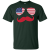 Image of American USA Flag Aviator Sunglasses Mustache Merica T Shirt