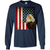 Image of American Bald Eagle Retro Flag Long Sleeve Shirt, Patriotic